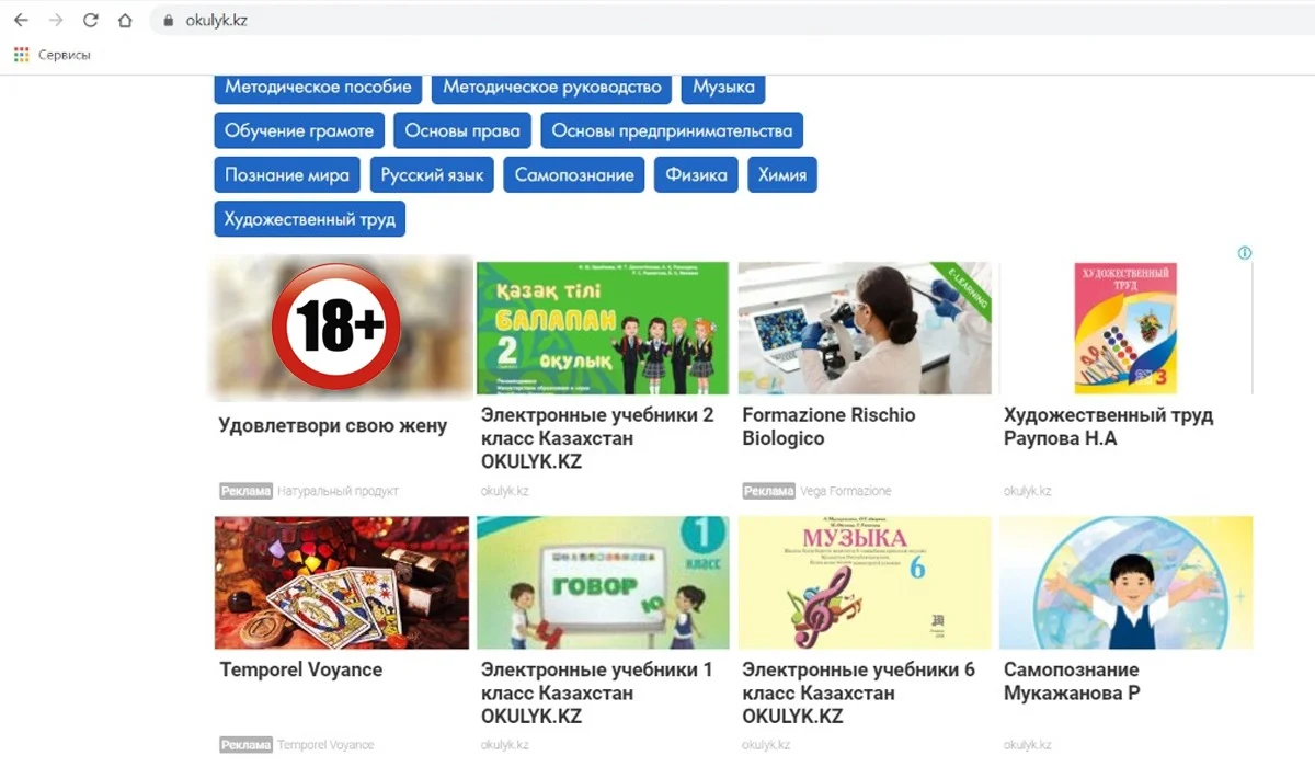 «Удовлетвори свою жену»: порнорекламу показывает школьникам казахстанский сайт учебников