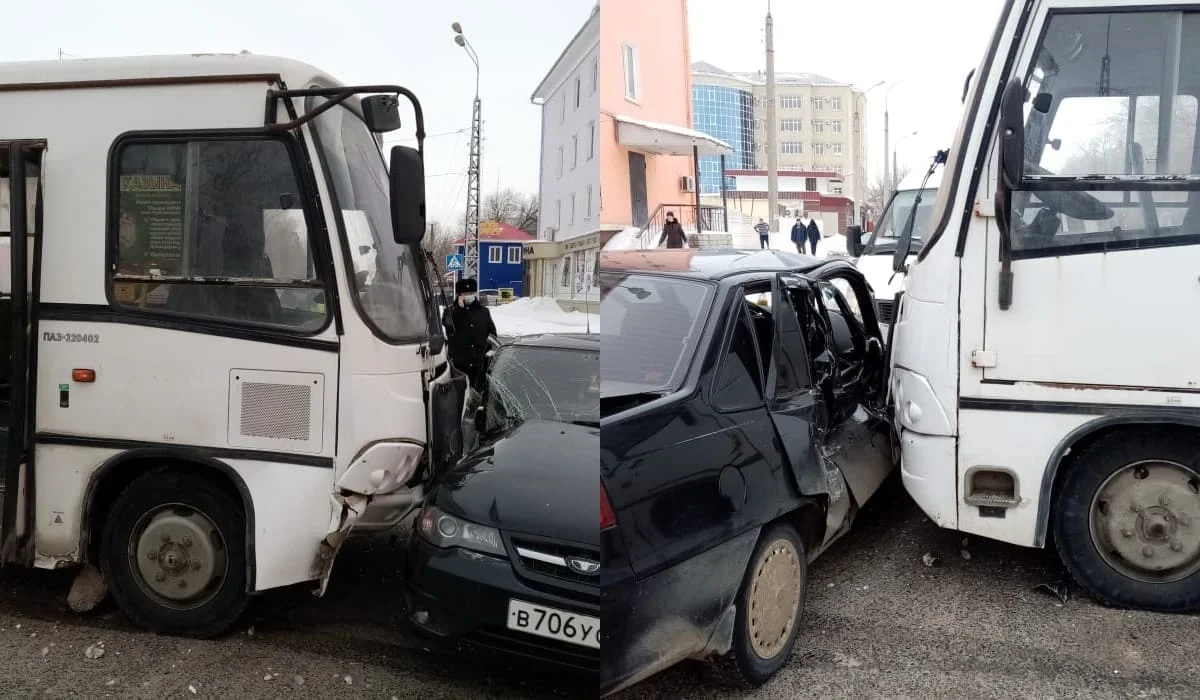 Автобус врезался в автомобиль с детьми в Актобе