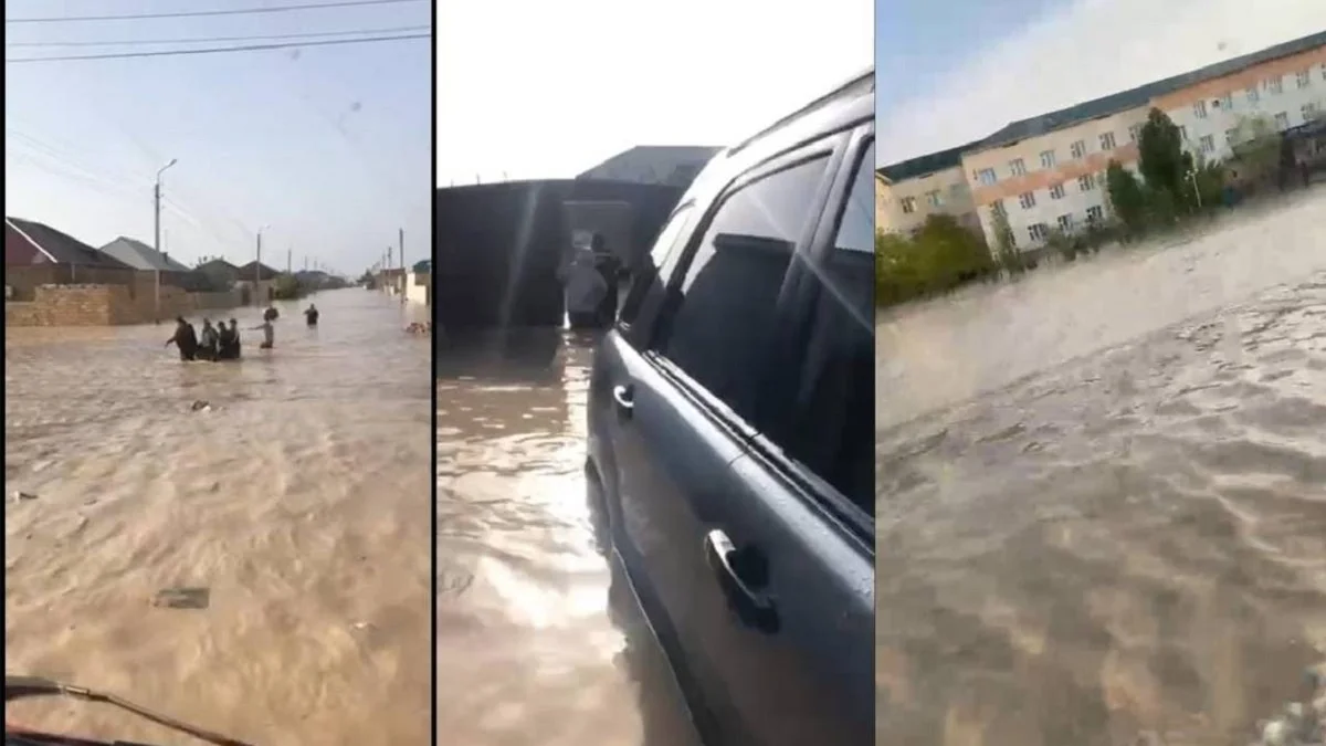 Жилые дома и улицы затопило после дождей в Жанаозене