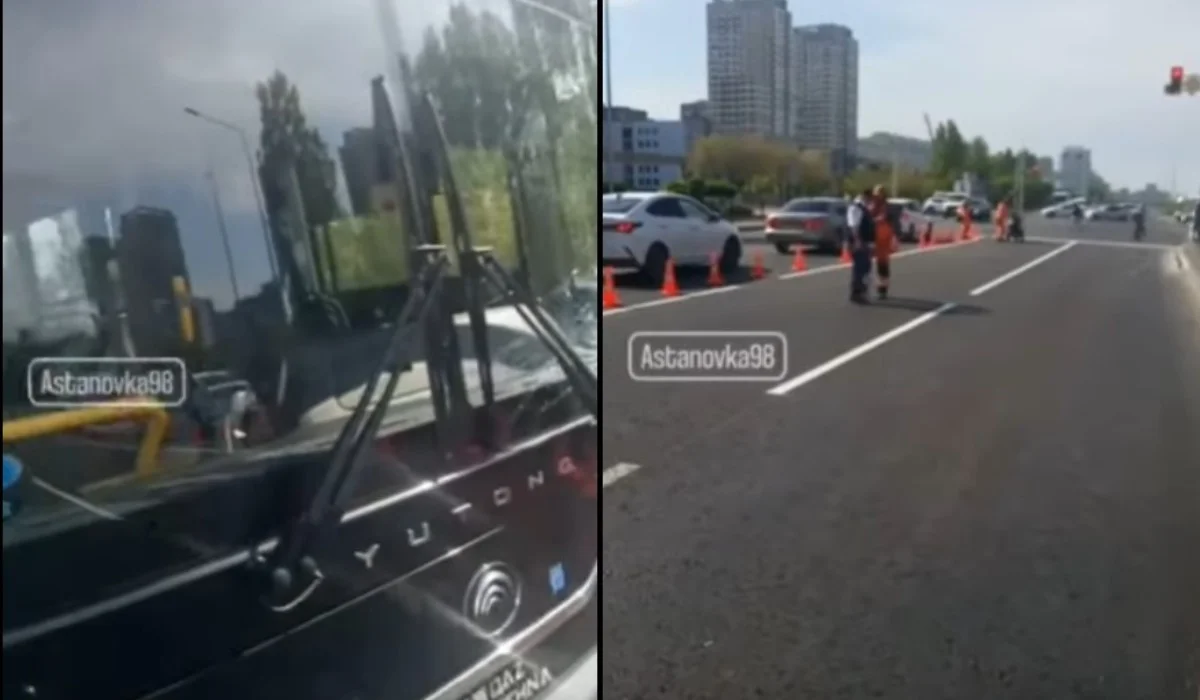 Водитель автобуса устроил разборки с дорожником в Астане (ВИДЕО)