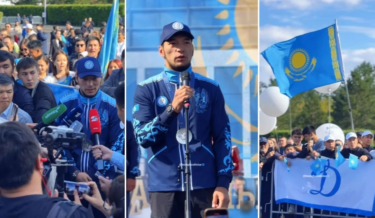 Серебряный призер Олимпиады Нурбек Оралбай прилетел в Астану (ВИДЕО)