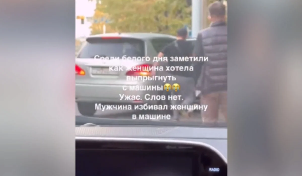 «Хотела выпрыгнуть из машины»: мужчина избивал жену прямо в авто в Алматы (ВИДЕО)