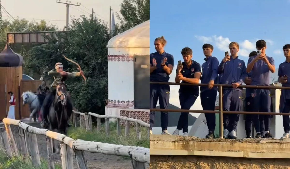 Футболистам «Атлетико Мадрид» показали конные трюки в Алматы (ВИДЕО)