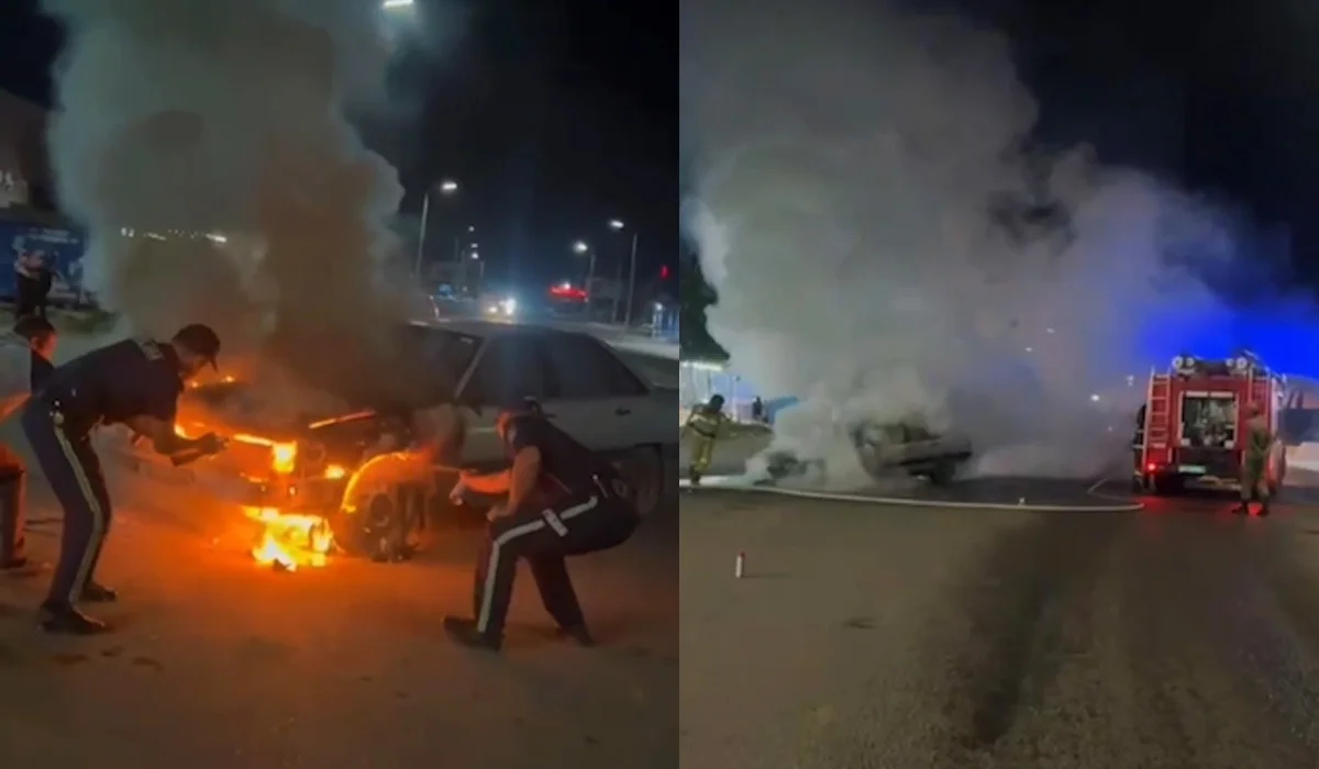 Полицейские предотвратили взрыв горящей машины в области Абай (ВИДЕО)