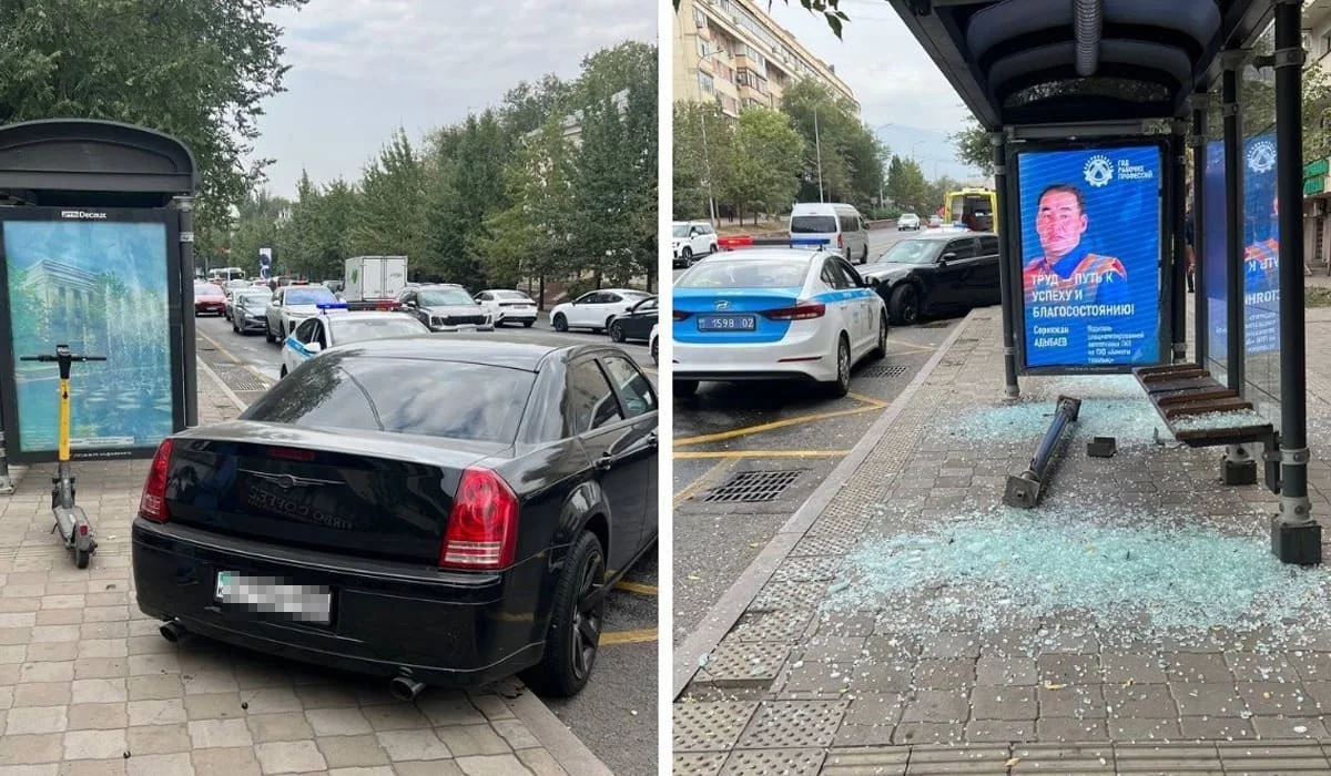 Автомобиль протаранил остановку в Алматы: пострадала 20-летняя девушка