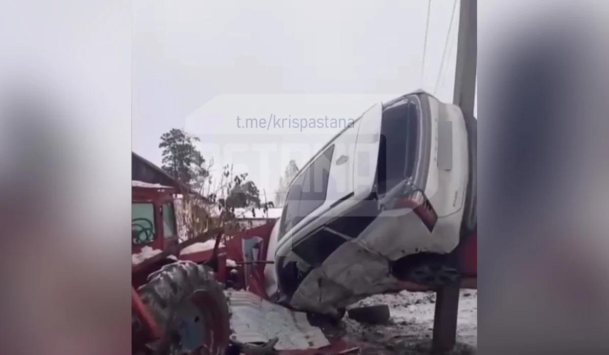 Казахстанка въехала во двор частного дома, припарковав авто на столбе (ВИДЕО)
