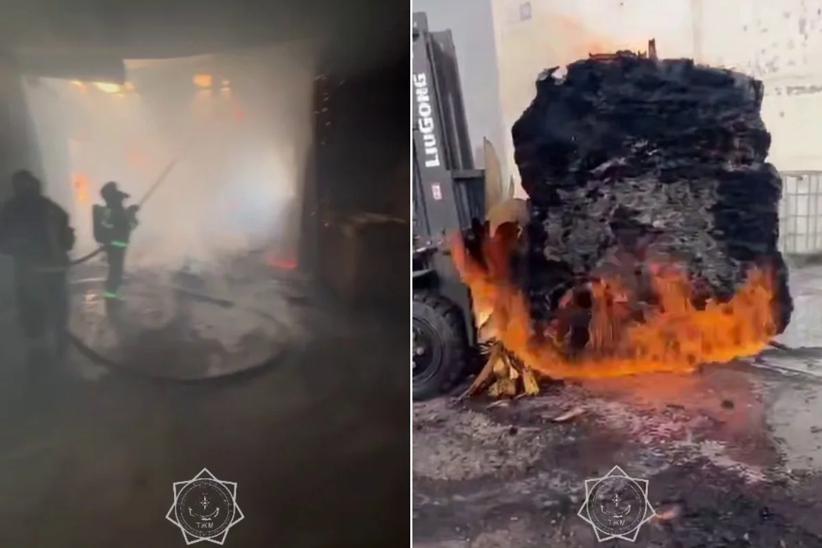 Крупный пожар в СКО: горел цех по производству фанеры