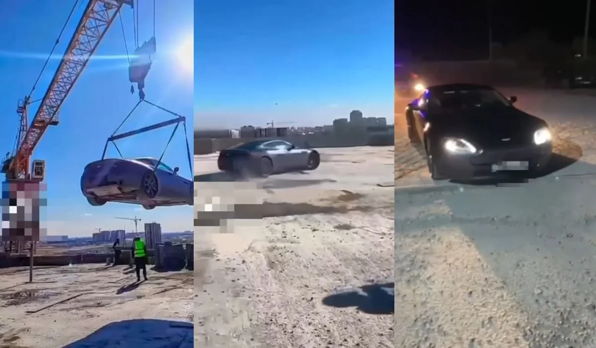 Водитель поднял машину на крышу 12-этажки ради дрифта и хайпа в Шымкенте (ВИДЕО)