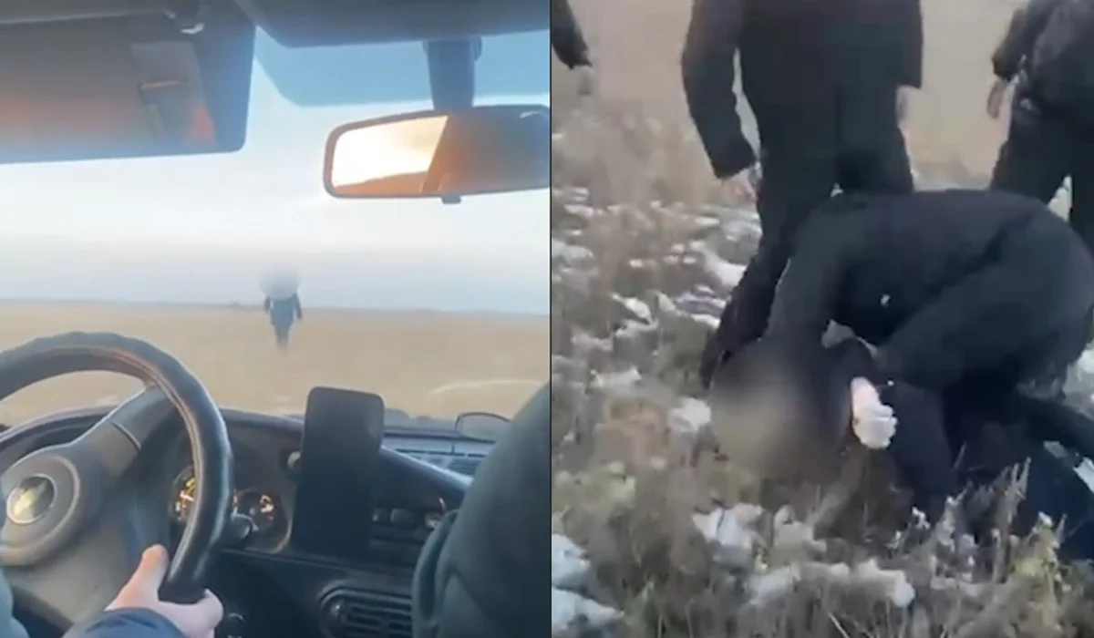 Появилось видео задержания подозреваемого в убийстве девочки в Акмолинской области