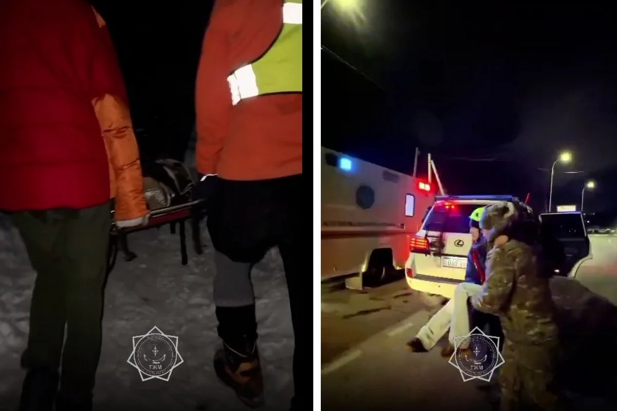 Спасатели на носилках спустили девушку, повредившую ногу в горах Алматы