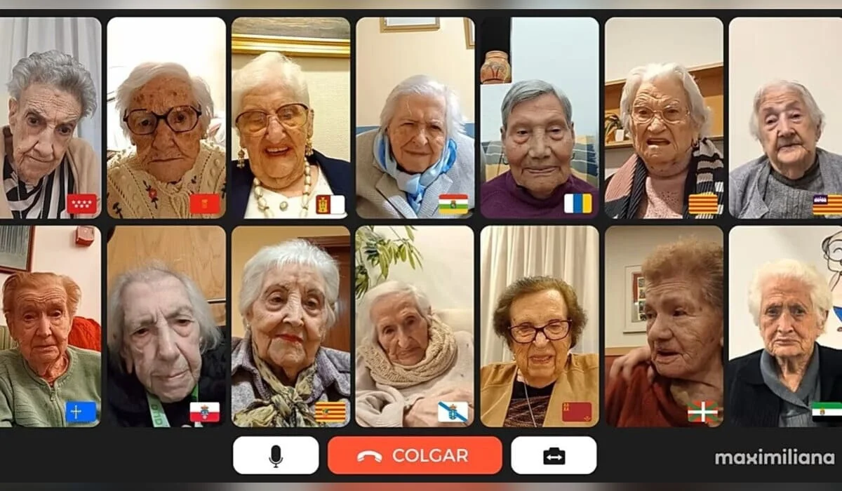 17 женщин старше 100 лет приняли участие в групповом видеозвонке в Испании