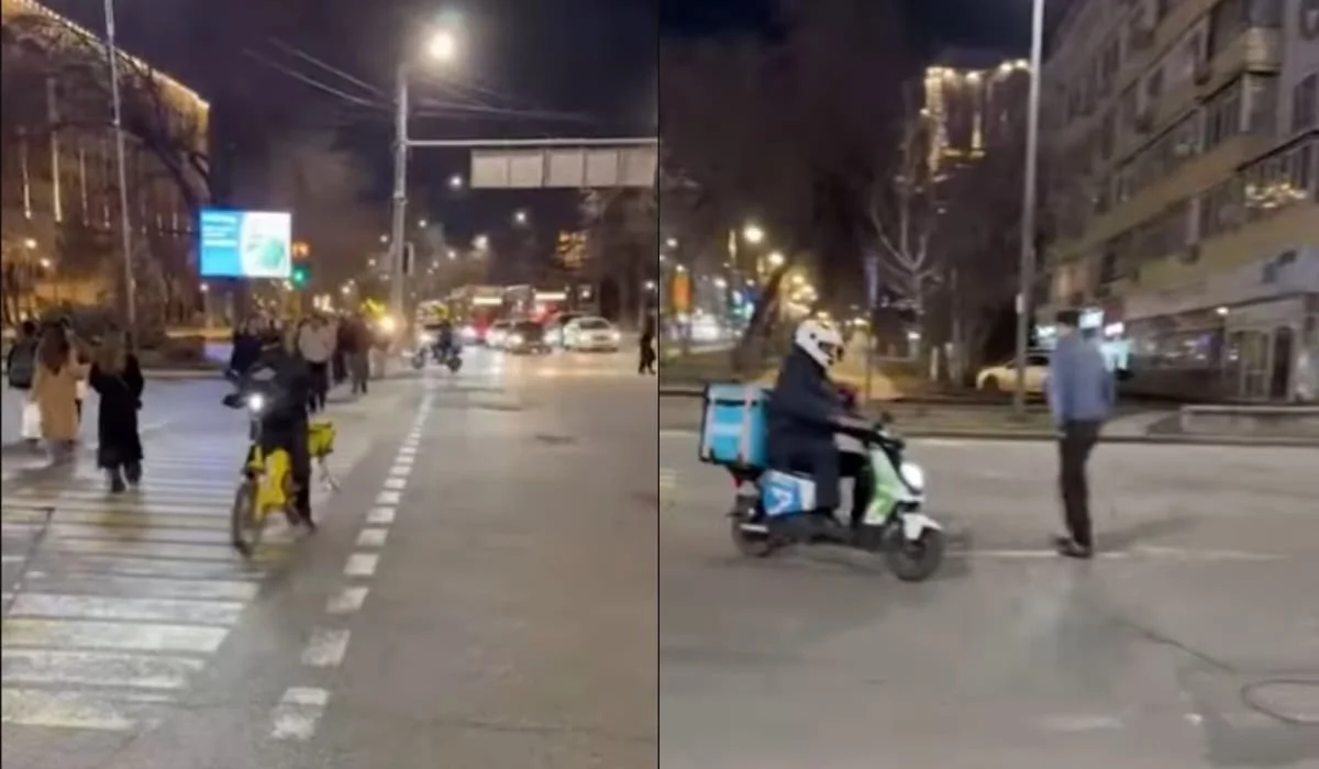 Гонки за заказами: полиция Алматы показала, как курьеры нарушают ПДД (ВИДЕО)