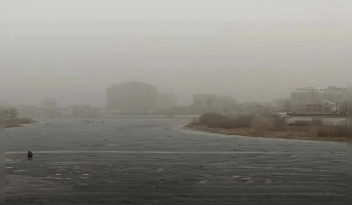 Пыльная мгла накрыла Атырау: в окрестностях города загорелся камыш