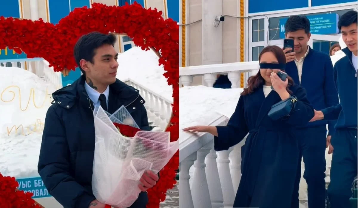 Астанчанин сделал предложение девушке после голосования на референдуме (ВИДЕО)