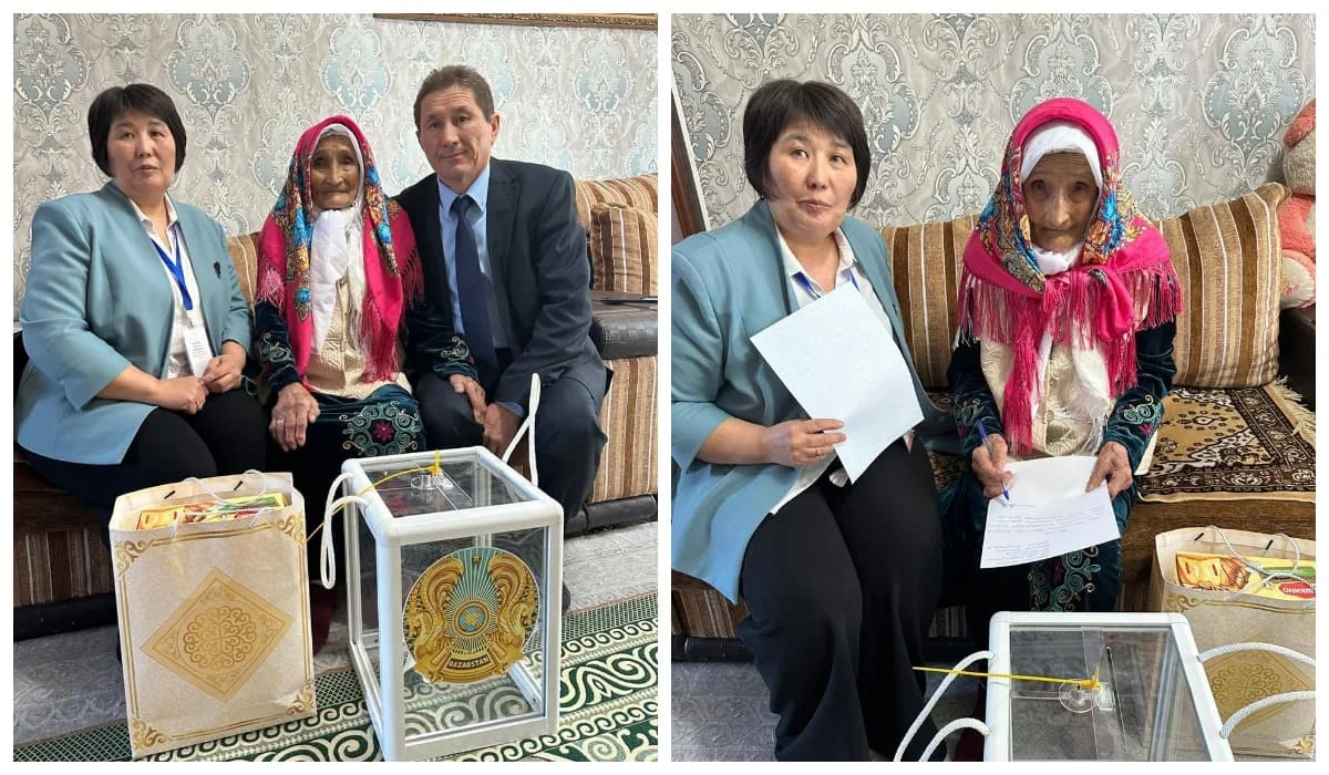 Самая пожилая казахстанка проголосовала на референдуме в области Улытау