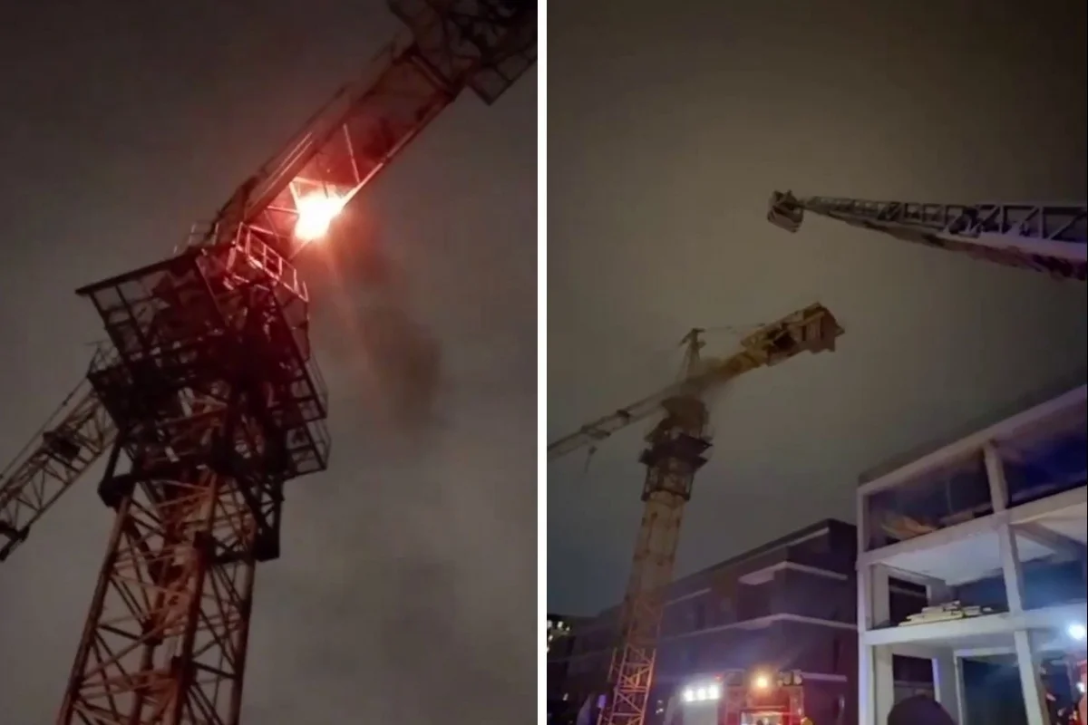 Горящую стрелу башенного крана потушили пожарные в Алматы (ВИДЕО)