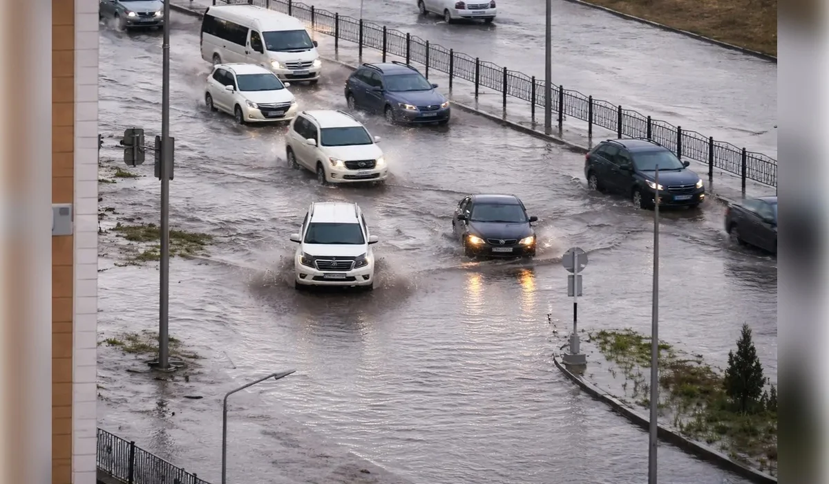 Автомобили «плыли» по дорогам: ливень затопил улицы Актау