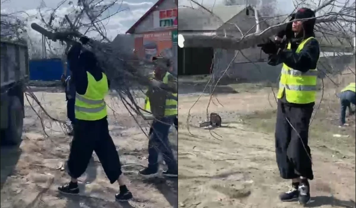 Рэпер Qarakesek убирает мусор в Актобе после приговора суда (ВИДЕО)