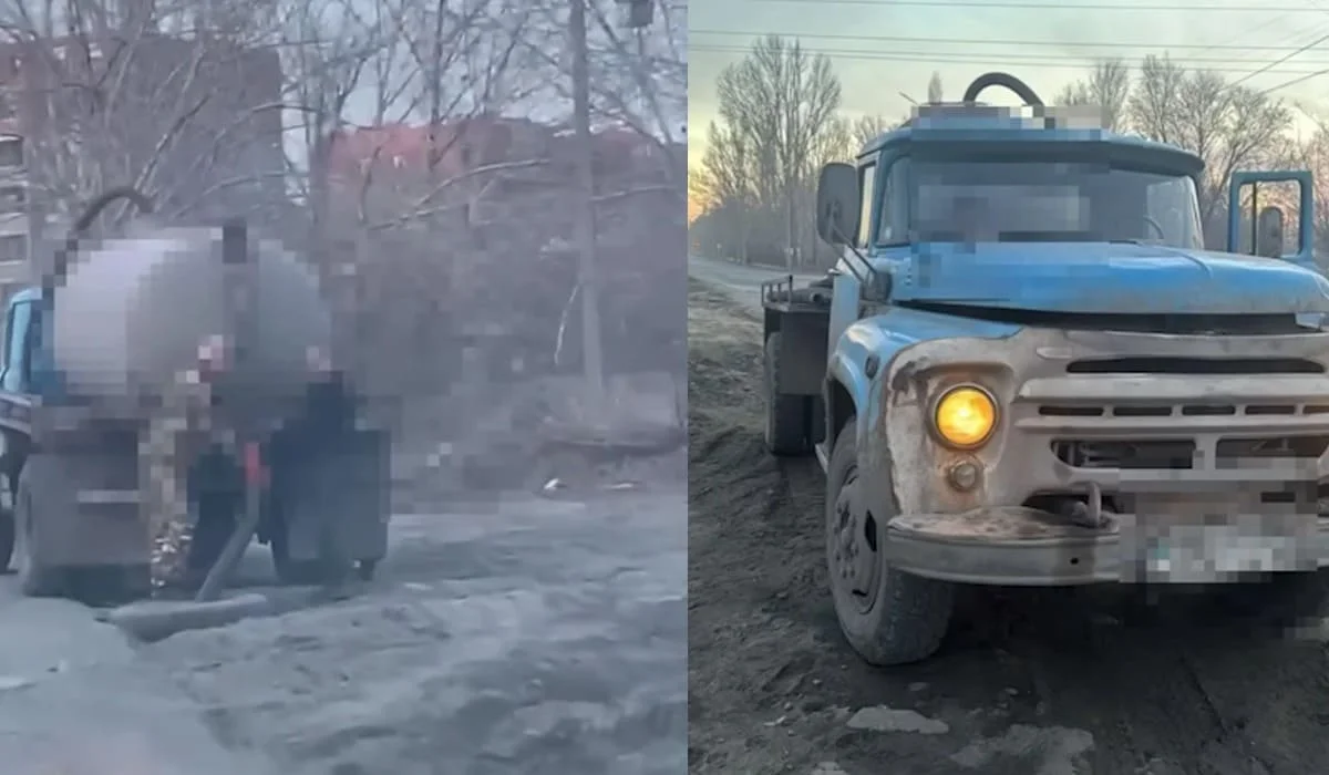 «Поймали с поличным»: водитель ассенизатора сливал отходы прямо на землю в Павлодаре (ВИДЕО)