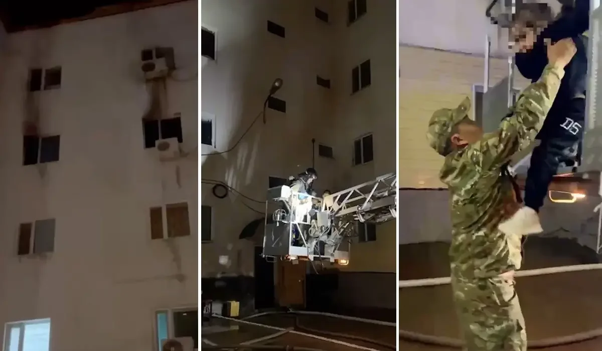 Отравление дымом: мужчину и четырех детей спасли из горящей квартиры в Сатпаеве (ВИДЕО)