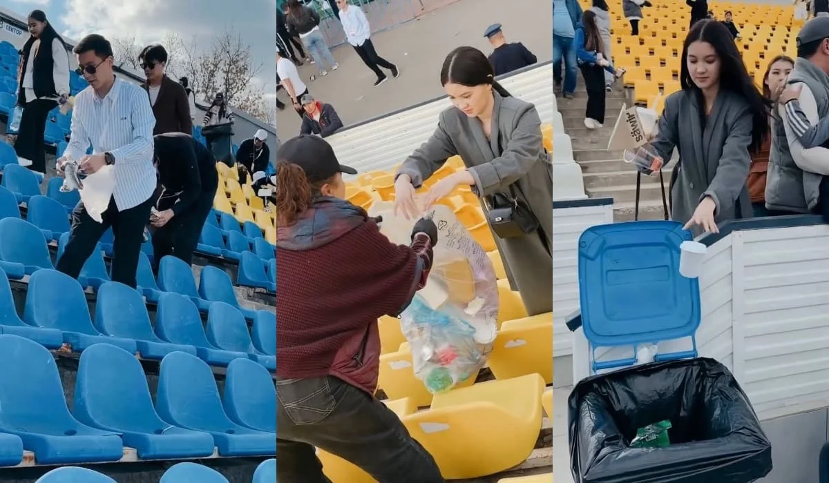 Болельщики и волонтеры убрали стадион после матча «Жайык» – «Кайрат»