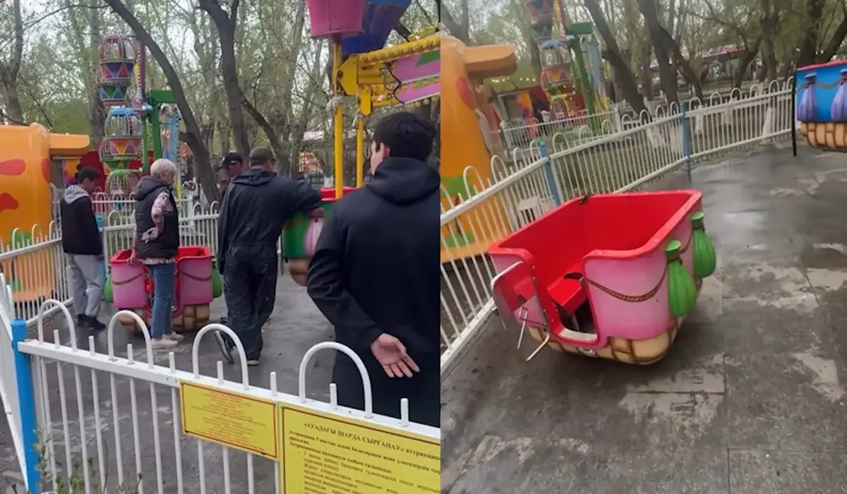 Кабина аттракциона едва не раздавила детей в Астане (ВИДЕО)