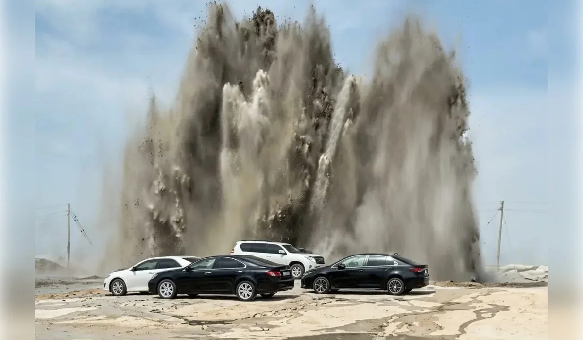 Из-под земли забил фонтан: авария на объекте «Озенмунайгаз» попала на видео