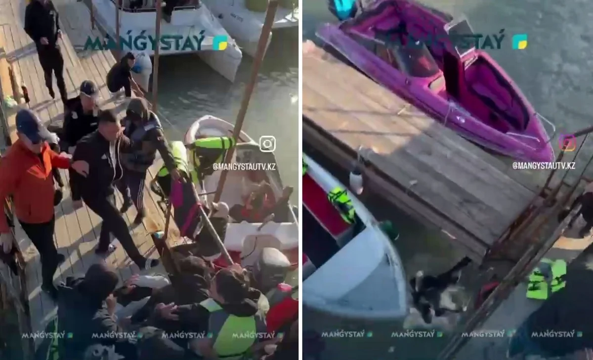 Массовая драка на причале в Актау попала на видео