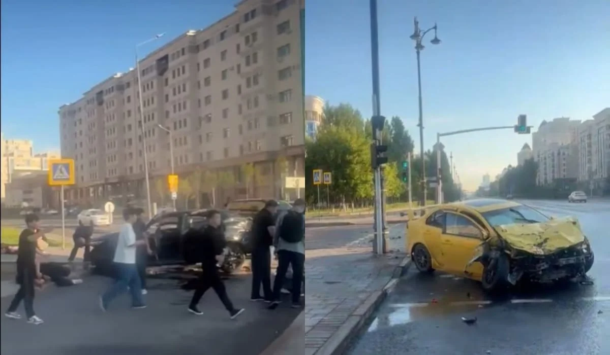 Четверо пострадавших: жесткое ДТП произошло на перекрестке в Астане (ВИДЕО)