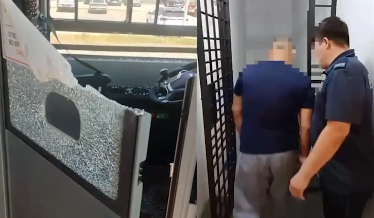 Из-за пропущенной остановки пассажир разбил стекло в автобусе в Астане (ВИДЕО)