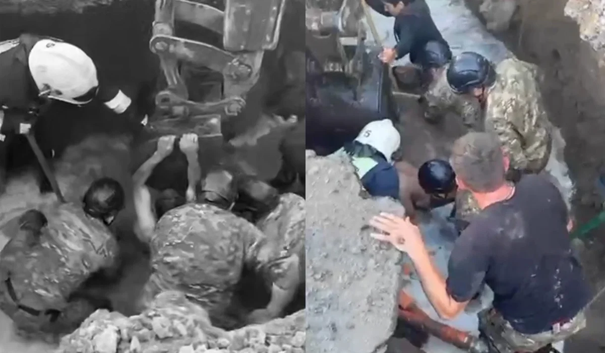 Рабочий оказался под завалом грунта в Караганде (ВИДЕО)