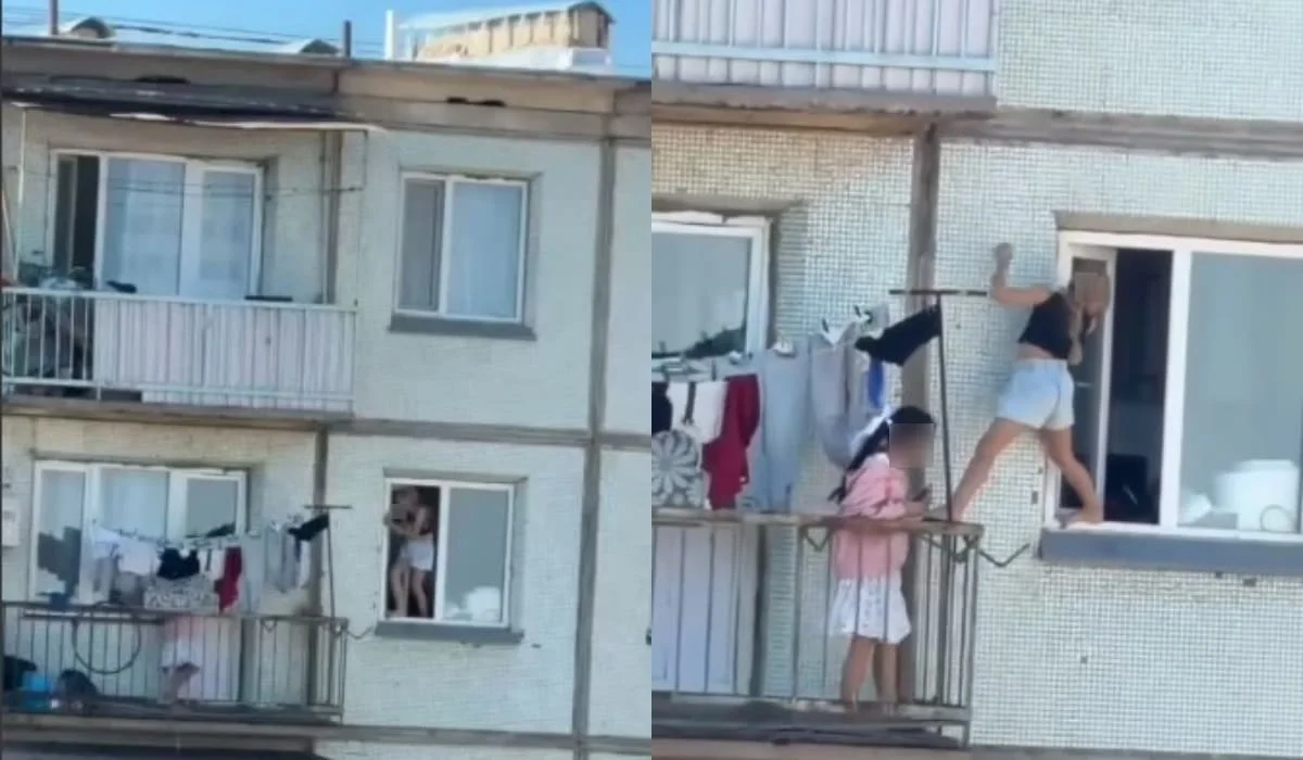 Две 8-летние девочки перелезали из окна на балкон четвертого этажа в Балхаше