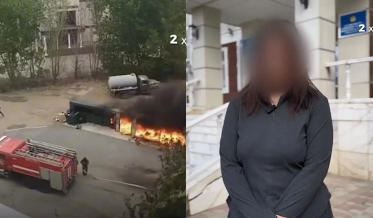 Жительница Актобе выбросила окурок и сожгла 9 мусорных контейнеров (ВИДЕО)