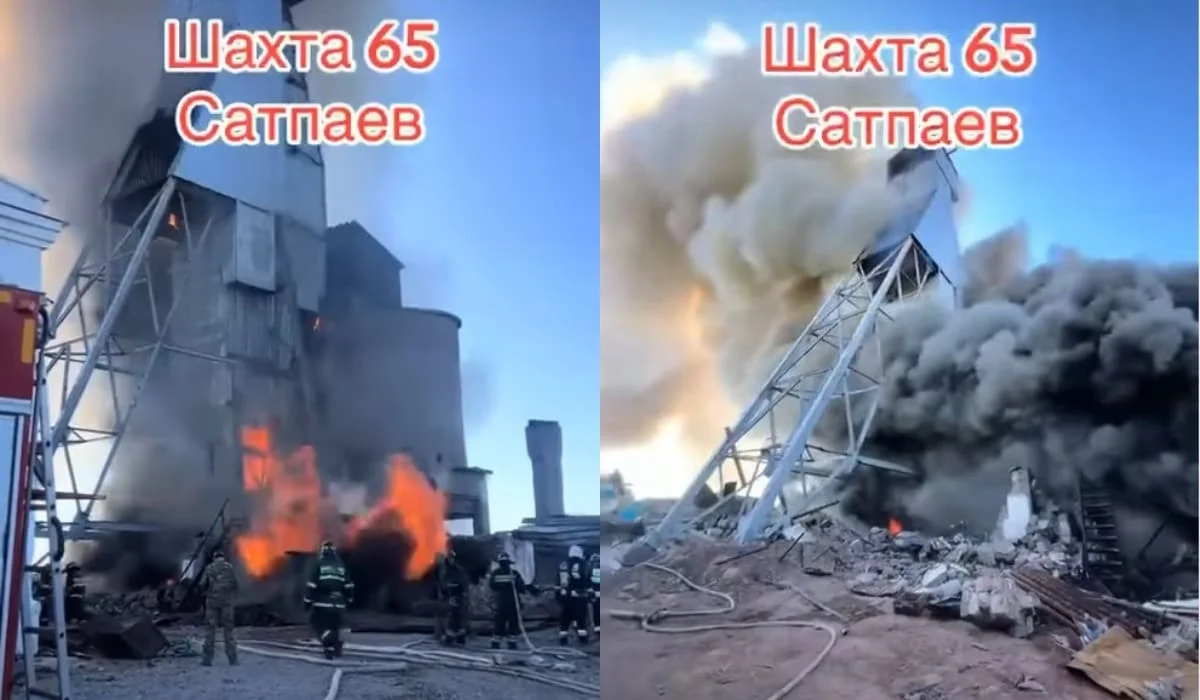 Пожар на шахте близ Сатпаева попал на видео