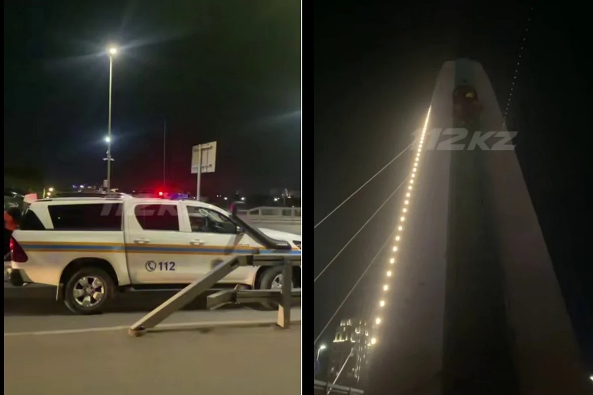 Спасатели сняли мужчину с 30-метровой дуги моста Караоткель в Астане