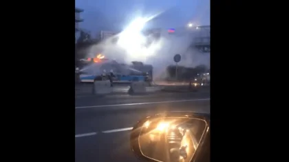 Автобус сгорел в Алматы
