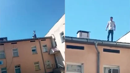 Мужчина залез на крышу школы в Туркестанской области