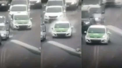 Выехавшее на встречку в центре Нур-Султана такси сняли на видео