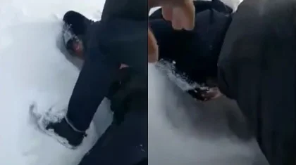 Лицом в снег. «Охоту» на автоугонщика сняли на видео в Костанае