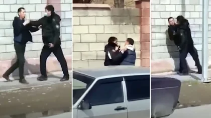 Схватку водителя с полицейским сняли на видео в Шымкенте