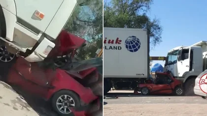 Зажало между грузовиками: видео страшного ДТП распространяется в Сети