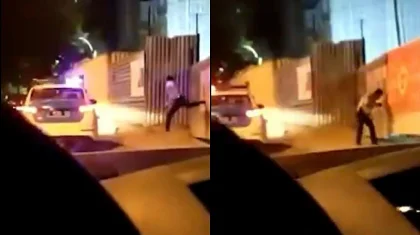 «Пробил вертушку»: пинавший забор полицейский попал на видео