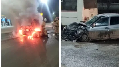 Массовое ДТП возле АЗС привело к пожару в Актобе