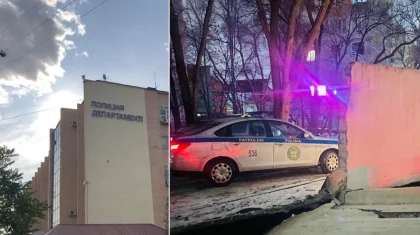 Забор Департамента полиции протаранил автомобиль в Атырау