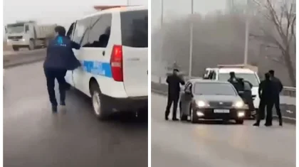 Видео задержания инспекторов на дороге в Талдыкоргане попало в Сеть