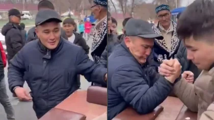 «Рука сломана»: казахстанец потерпел жестокое поражение в армрестлинге. Видео