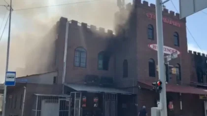 Пожар в алматинском супермаркете сняли на видео