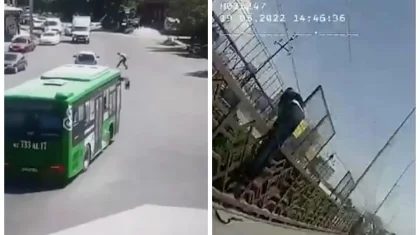Бросавшегося под авто и пытавшегося спрыгнуть с моста мужчину сняли на видео в Шымкенте