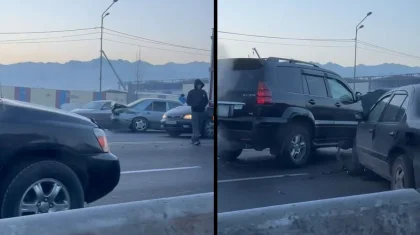 Массовая авария на алматинской «барахолке» попала на видео