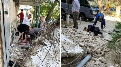 Козырек подъезда упал в Актау: один человек погиб и двое пострадали